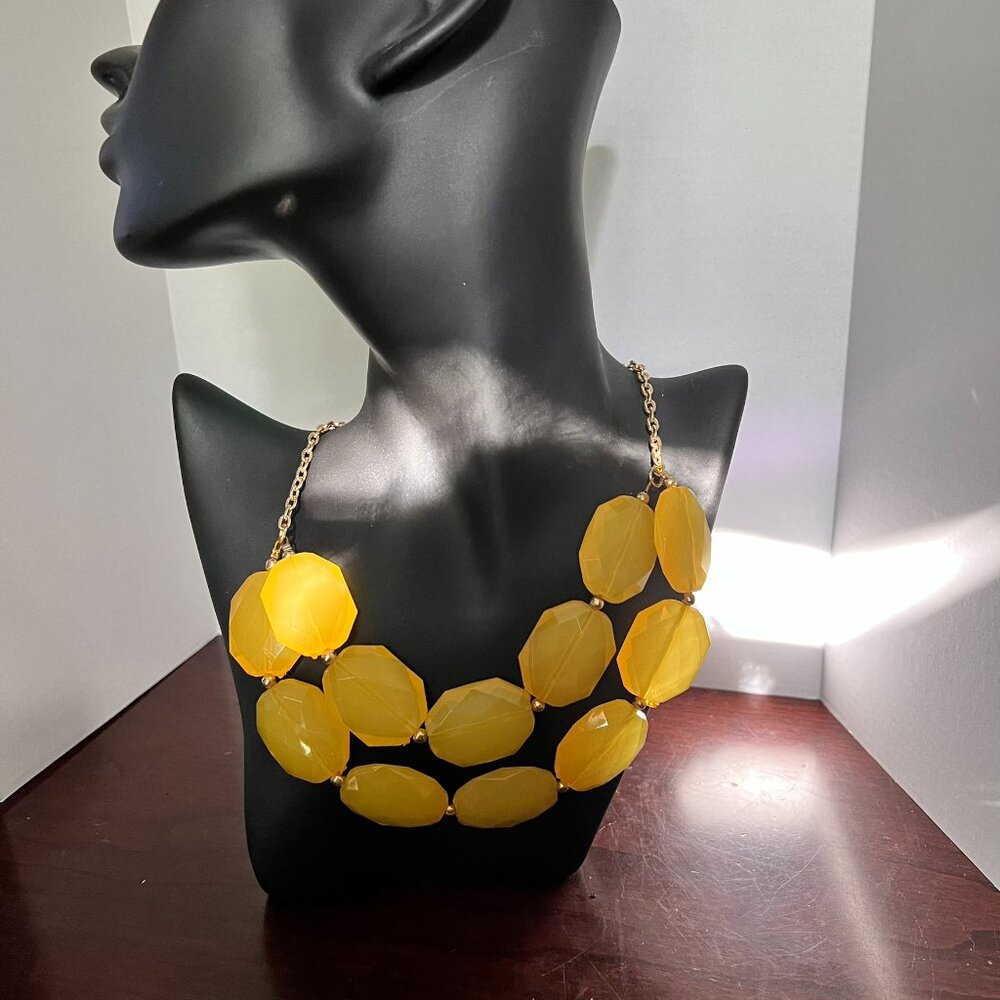 Large Yellow Crystal Multi-Strand Statement Necklace (BEAUTIFUL!) - Picture 2 of 4